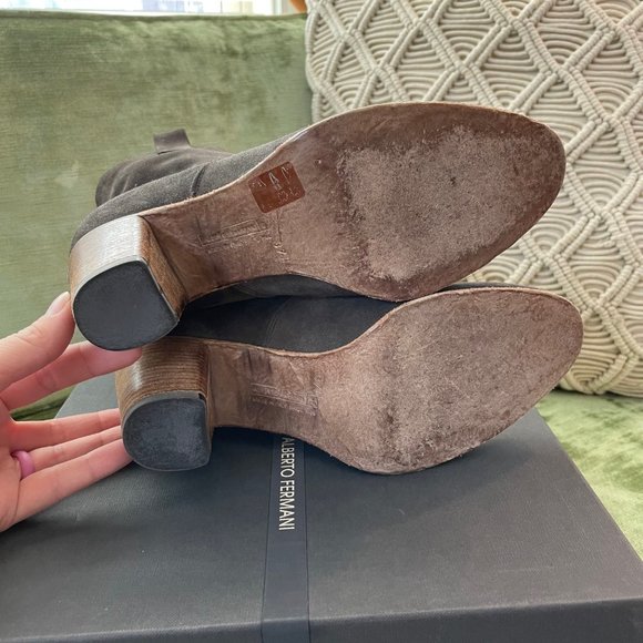 Alberto Fermani Chiara Ankle Boots in Anthracite Size 7.5 Sz 37.5 Stacked Heel - Picture 7 of 11